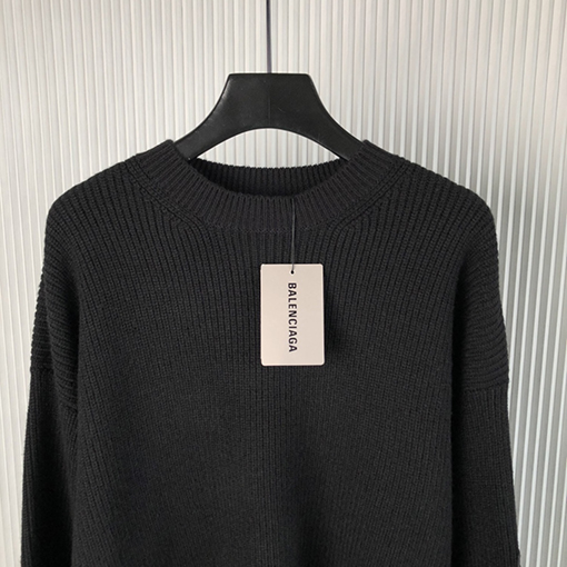 バレンシアガ 24 FW 新しい袖マーク無地プルオーバーセーター