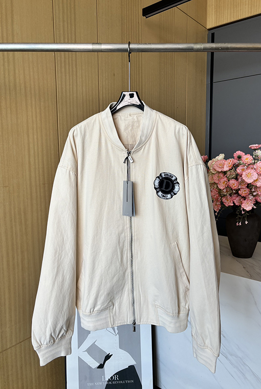 ディオールレディース 24 FW 新しいスタンドカラーニット長袖ジャケット