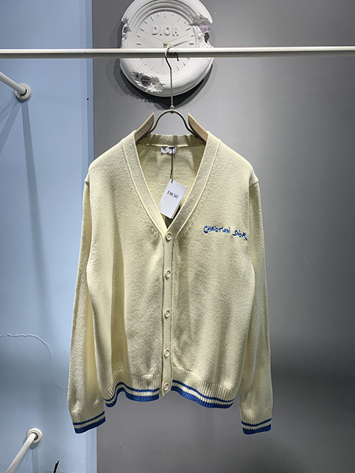 ディオールスーパーコピー 24 FW Christian Dior Tag 新しいウール混紡刺繍カーディガン 