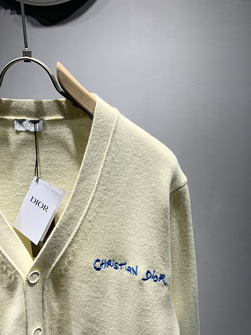 ディオールスーパーコピー 24 FW Christian Dior Tag 新しいウール混紡刺繍カーディガン 