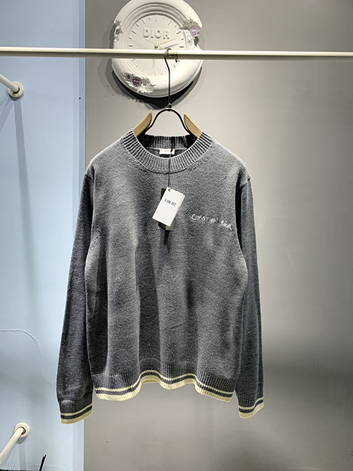 ディオール 24 FW Christian Dior Tag ウール混紡刺繍クルーネックセーター 
