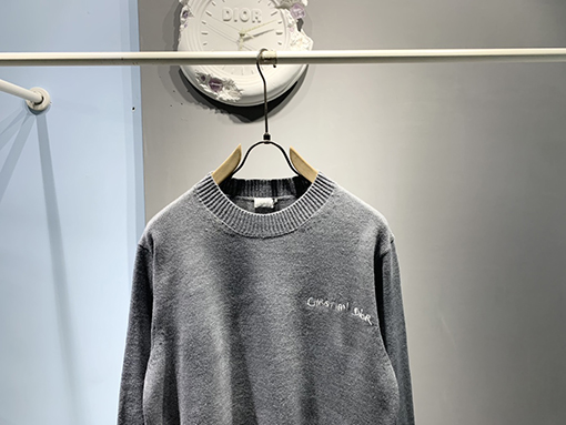 ディオール 24 FW Christian Dior Tag ウール混紡刺繍クルーネックセーター 