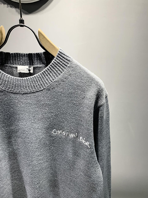 ディオール 24 FW Christian Dior Tag ウール混紡刺繍クルーネックセーター 