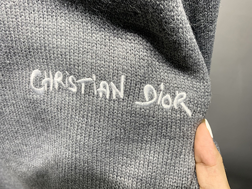 ディオール 24 FW Christian Dior Tag ウール混紡刺繍クルーネックセーター 