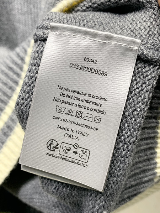 ディオール 24 FW Christian Dior Tag ウール混紡刺繍クルーネックセーター 