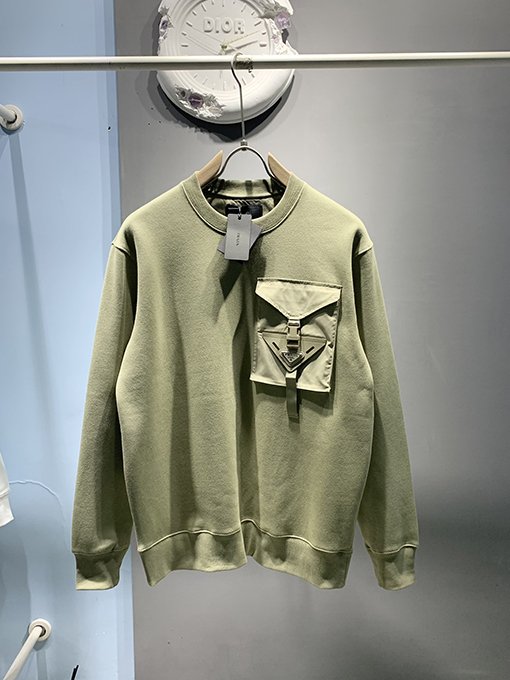 プラダコピー 24 FW 新しい革のポケットの襟のパーカー