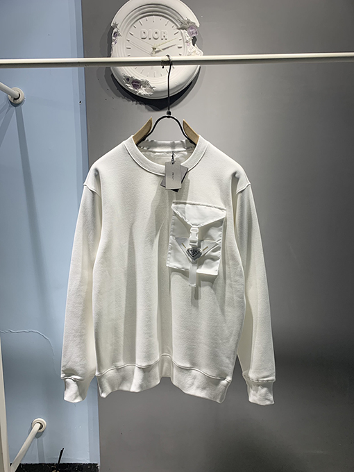 プラダコピー 24 FW 新しい革のポケットの襟のパーカー
