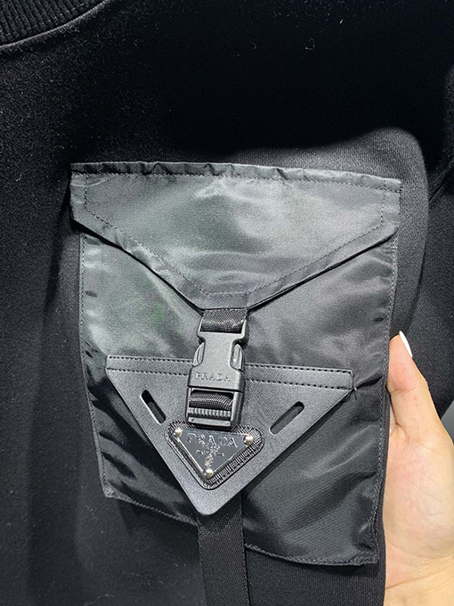 プラダコピー 24 FW 新しい革のポケットの襟のパーカー