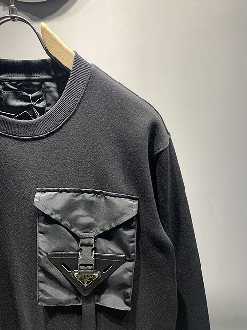 プラダコピー 24 FW 新しい革のポケットの襟のパーカー
