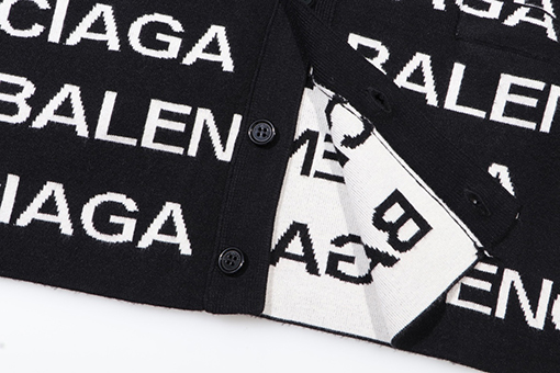 バレンシアガスーパーコピー フルプリントアルファベットロゴトップウールカーディガン