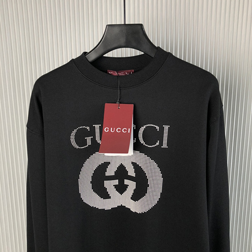グッチスーパーコピー 24 FW 新しいホワイトドットGプリントラウンドネックパーカー