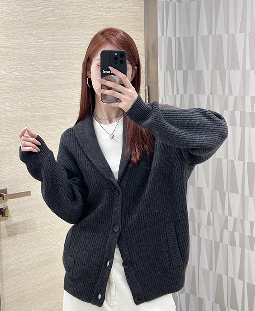 ルイヴィトン レディース 24 FW 新しいカシミヤブレンドショールカラーカーディガン
