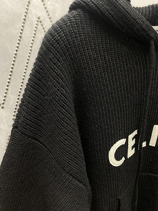 セリーヌスーパーコピー 新しいアルファベットロゴパッチ刺繍フード付きセーター