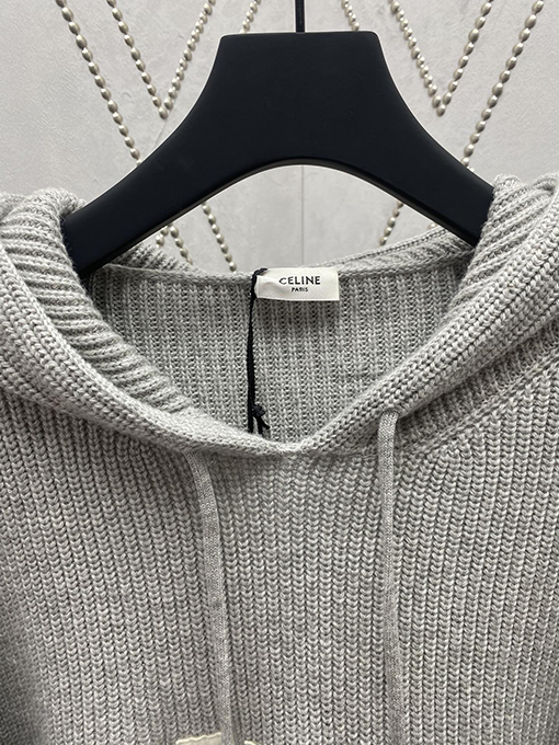 セリーヌスーパーコピー 新しいアルファベットロゴパッチ刺繍フード付きセーター