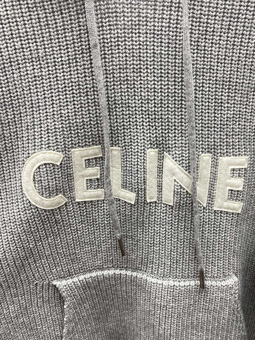セリーヌスーパーコピー 新しいアルファベットロゴパッチ刺繍フード付きセーター