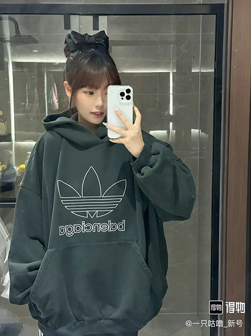 Balenciaga X Adidasコピー フロント刺繍ロゴ長袖フード付きパーカー