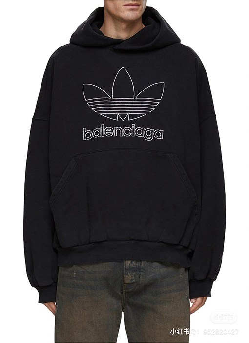 Balenciaga X Adidasコピー フロント刺繍ロゴ長袖フード付きパーカー