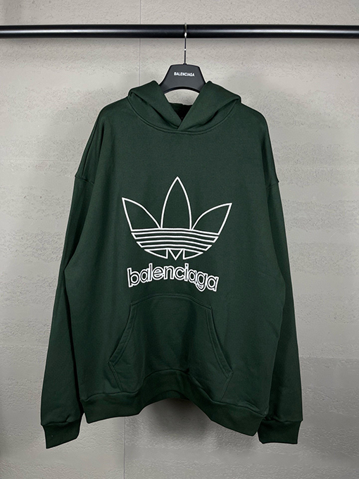 Balenciaga X Adidasコピー フロント刺繍ロゴ長袖フード付きパーカー