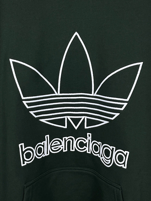 Balenciaga X Adidasコピー フロント刺繍ロゴ長袖フード付きパーカー
