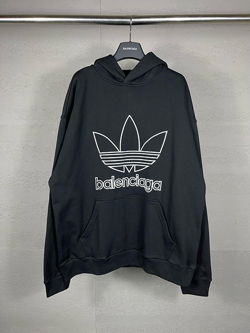 Balenciaga X Adidasコピー フロント刺繍ロゴ長袖フード付きパーカー