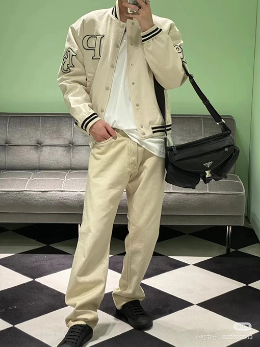 プラダ 24 Fw 新しいフライトジャケットベースボールジャケット