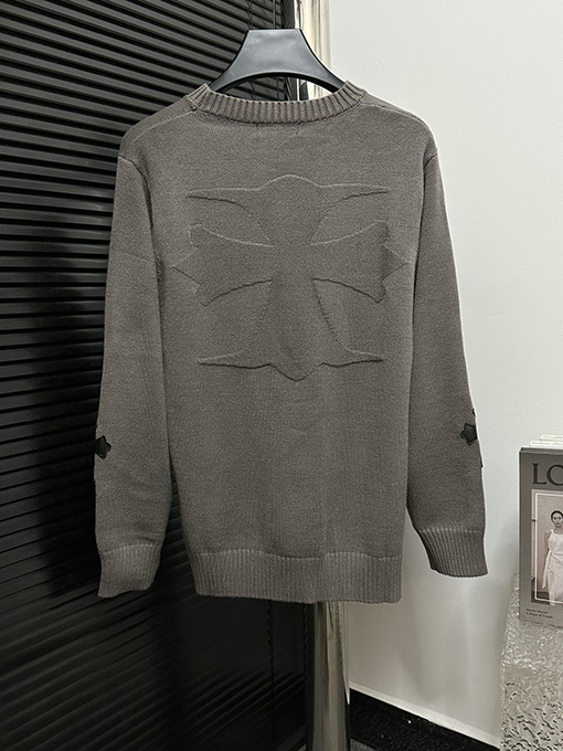 クロムハーツコピー 新しいクロスニットジャカード布刺繍ラウンドネックセーター