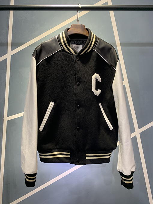 セリーヌCロゴ入り レザー ジャケット