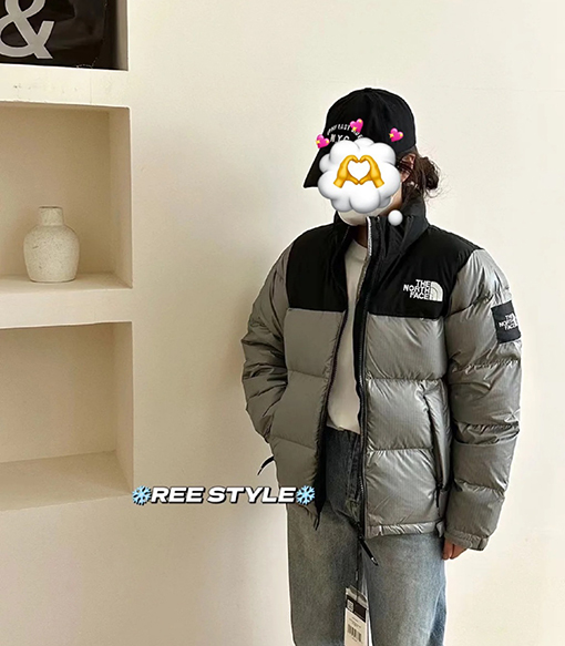 ノースフェイス 大きな格子 Nuptse クラシックダウンジャケット