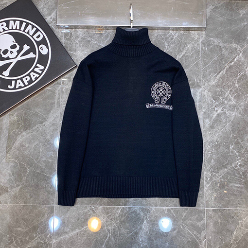 クロムハーツ 新しいタートルネックの刺繍セーター