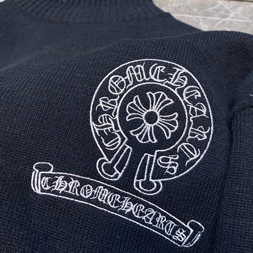 クロムハーツ 新しいタートルネックの刺繍セーター