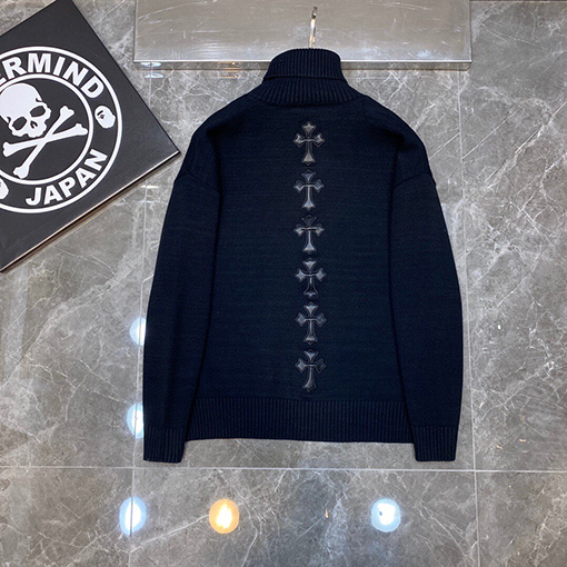 クロムハーツ 新しいタートルネックの刺繍セーター