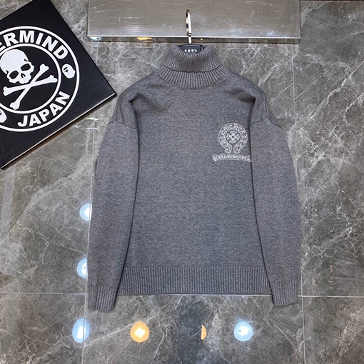 クロムハーツ 新しいタートルネックの刺繍セーター