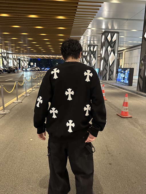 クロムハーツコピー コットンベーシックなラウンドネックパーカー