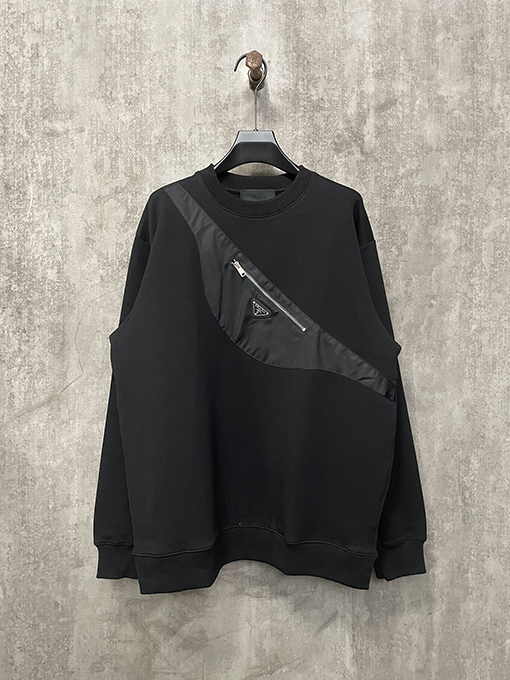 プラダ 24fw 胸ポケット長袖プルオーバーパーカー