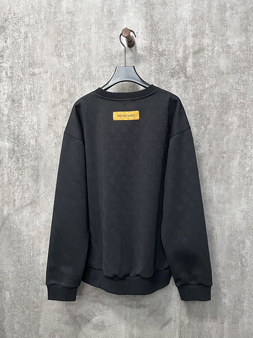 ルイヴィトン 24fw damier ダークチェック柄のラウンドネック長袖パーカー