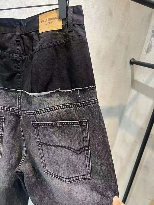 バレンシアガスーパーコピーパッチワーク デニムパンツ