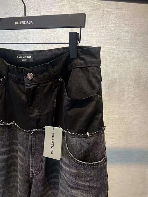 バレンシアガスーパーコピーパッチワーク デニムパンツ