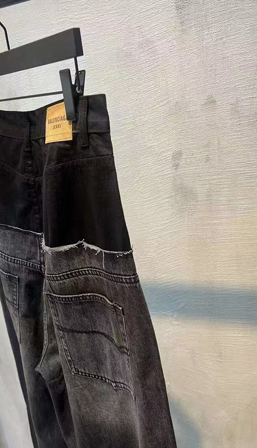 バレンシアガスーパーコピーパッチワーク デニムパンツ