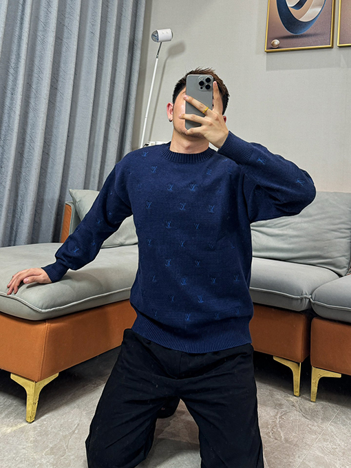 ルイヴィトン フルロゴの小さな刺繍のラウンドネックセーター