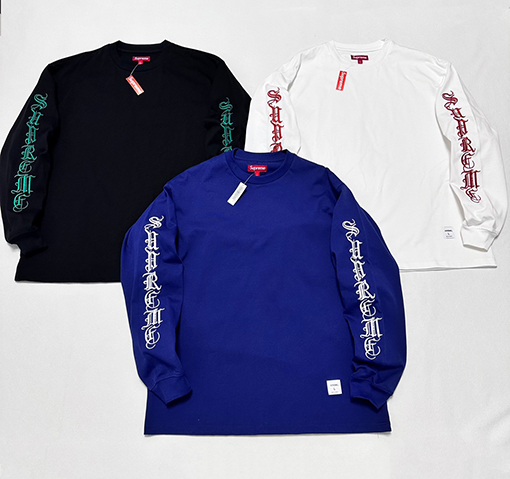 シュプリームコピー Xクロムハーツコピー 刺繍サンスクリット長袖Tシャツ
