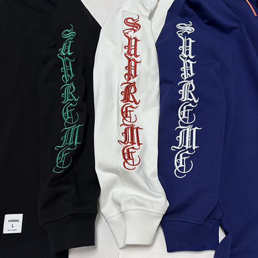 シュプリームコピー Xクロムハーツコピー 刺繍サンスクリット長袖Tシャツ
