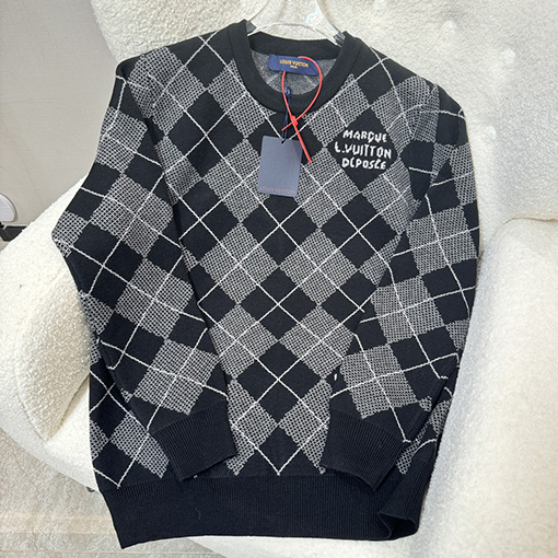 ルイヴィトン ダイヤモンドチェック柄カシミヤニットセーター