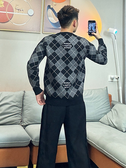 ルイヴィトン ダイヤモンドチェック柄カシミヤニットセーター