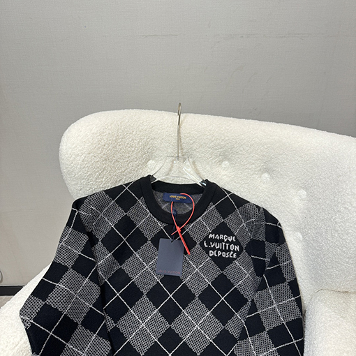 ルイヴィトン ダイヤモンドチェック柄カシミヤニットセーター