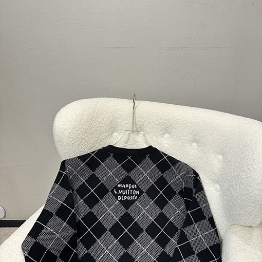 ルイヴィトン ダイヤモンドチェック柄カシミヤニットセーター