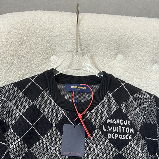 ルイヴィトン ダイヤモンドチェック柄カシミヤニットセーター