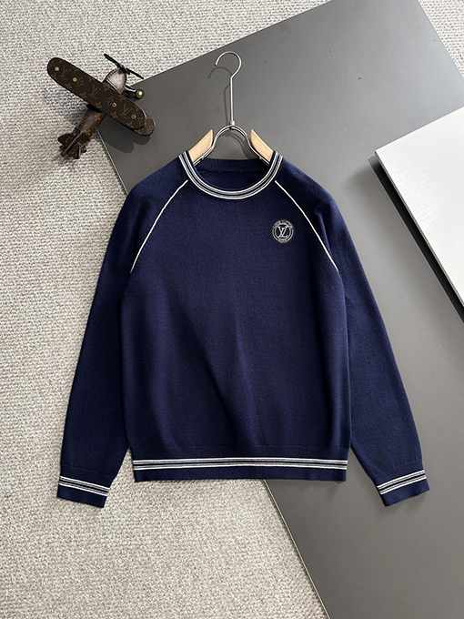 ルイヴィトン ロゴバッジ刺繍ロゴクルーネックセーター