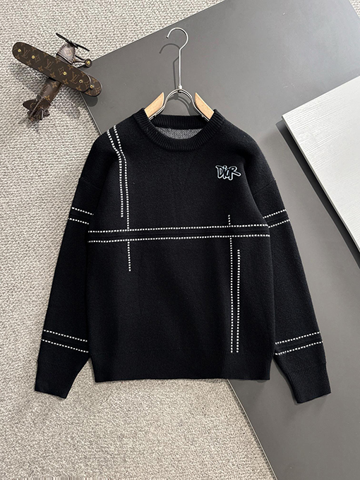 ディオール 新しいロゴバッジ刺繍ロゴクルーネックセーター