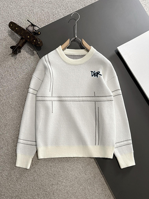 ディオール 新しいロゴバッジ刺繍ロゴクルーネックセーター