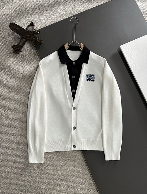 ロエベスーパーコピー ロゴバッジ刺繍ロゴカーディガンセーター